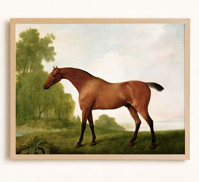 A BAY THOROUGHBRED IN A LANDSCAPE - Museum Quality Art