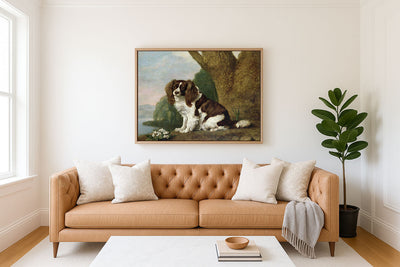 A BROWN AND WHITE SPANIEL - Museum Quality Art