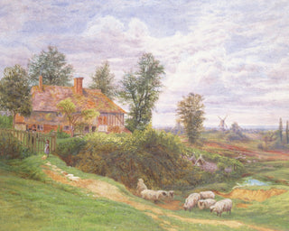 A Country Scene With Windmills