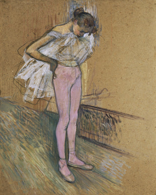 A DANCER ADJUSTING HER LEOTARD