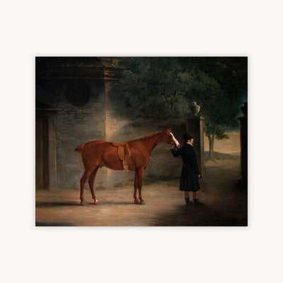 A HUNTER AND A GROOM IN A COURTYARD — Primary Image