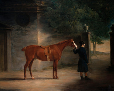 A HUNTER AND A GROOM IN A COURTYARD art print - Museum Quality Art