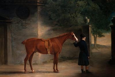 A HUNTER AND A GROOM IN A COURTYARD art print - Museum Quality Art