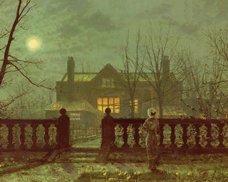 A LADY IN A GARDEN BY MOONLIGHT - Museum Quality Art