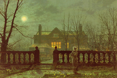 A LADY IN A GARDEN BY MOONLIGHT - Museum Quality Art
