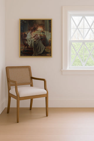 A Lady Sewing in an Interior