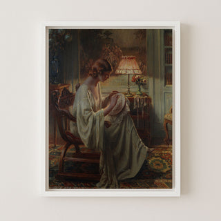 A Lady Sewing in an Interior