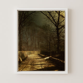 A Moonlit Lane with Two Lovers by a Gate