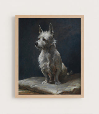 A Pampered West Highland Terrier on a Silk Cushion