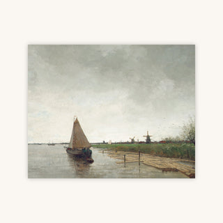 A RIVER LANDSCAPE WITH VESSELS, A CITY BEYOND — Primary Image