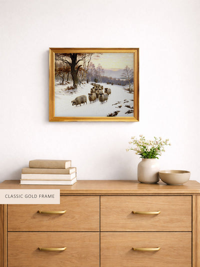 A Shepherd With His Flock in a Winter Landscape