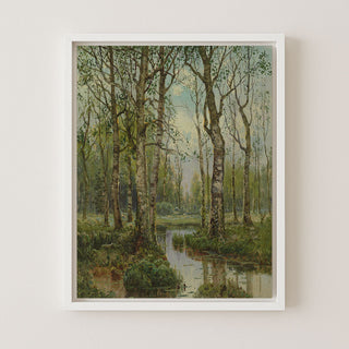 A Stream Running Through a Birch Wood