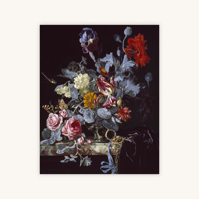 A VASE OF FLOWERS WITH A WATCH — Primary Image