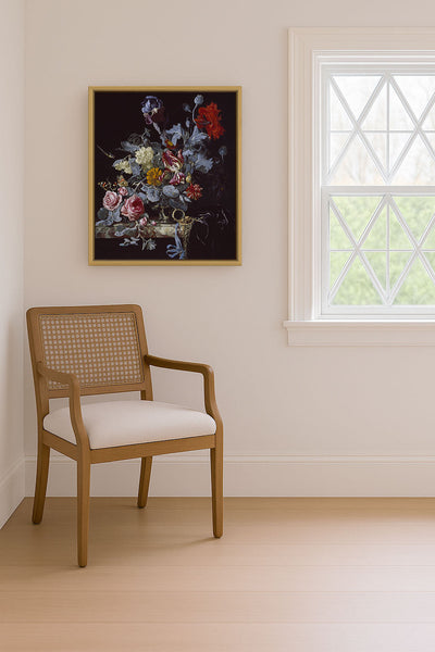 A VASE OF FLOWERS WITH A WATCH - Museum Quality Art