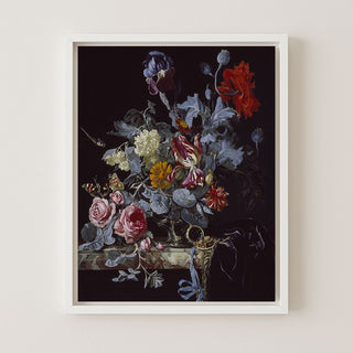 A VASE OF FLOWERS WITH A WATCH - Museum Quality Art