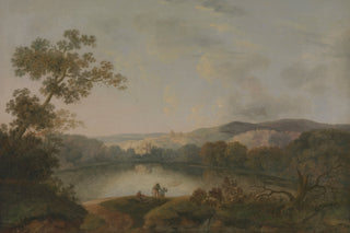 A VIEW OF A LAKE WITH FISHERMEN