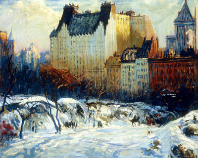 A VIEW OF THE PLAZA FROM CENTRAL PARK - Museum Quality Art
