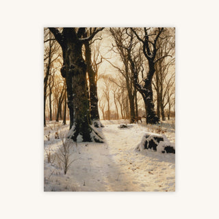 A WOODED WINTER LANDSCAPE WITH DEER — Primary Image