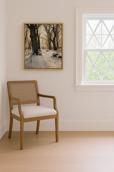 A Wooded Winter Landscape With Deer