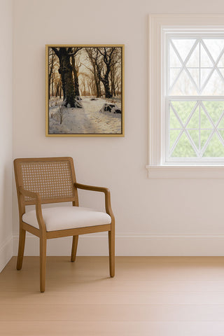 A Wooded Winter Landscape with Deer