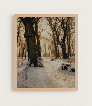 A Wooded Winter Landscape with Deer