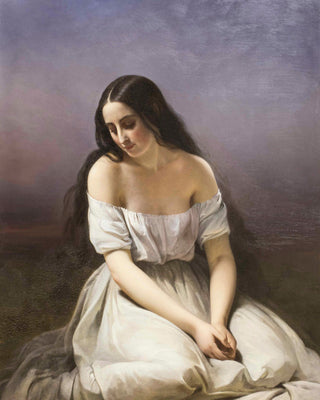 A YOUNG WOMAN KNEELING - Museum Quality Art