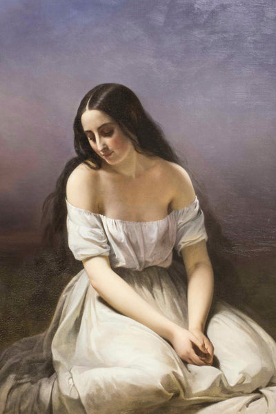 A YOUNG WOMAN KNEELING - Museum Quality Art