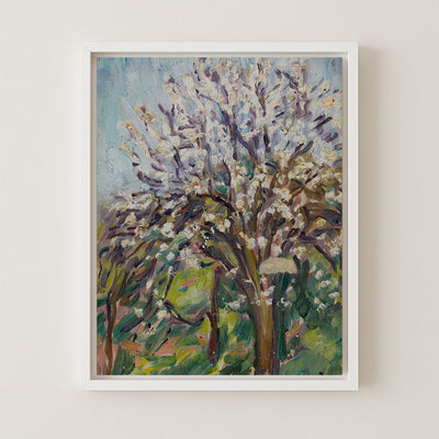 ALMOND BLOSSOM ON A SLOPING VERGE - Museum Quality Art
