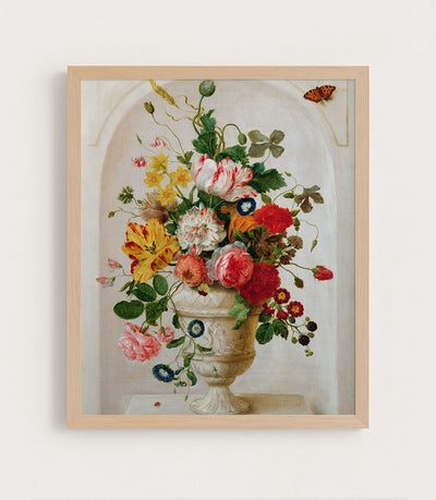 AN URN OF FLOWERS IN AN ALCOVE - Museum Quality Art