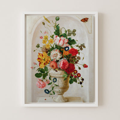 AN URN OF FLOWERS IN AN ALCOVE - Museum Quality Art