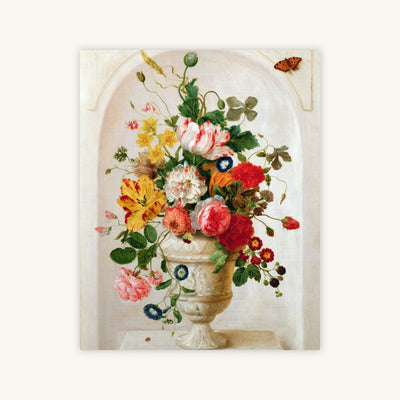 AN URN OF FLOWERS IN AN ALCOVE — Primary Image
