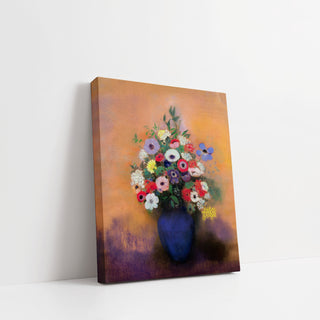 ANEMONES AND LILAC IN A BLUE VASE