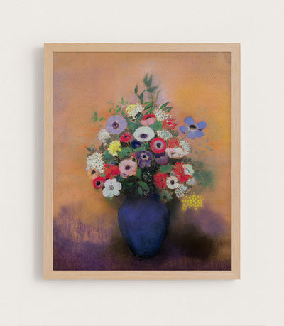 Anemones and Lilac in a Blue Vase