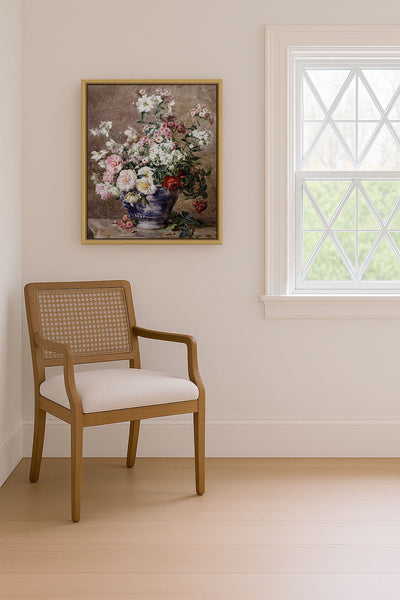 ANEMONES AND ROSES IN A BLUE AND WHITE VASE - Museum Quality Art