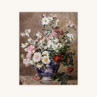 Anemones and Roses in a Blue and White Vase — Primary Image