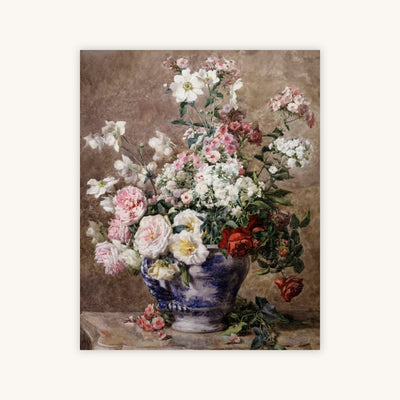 Anemones and Roses in a Blue and White Vase — Primary Image