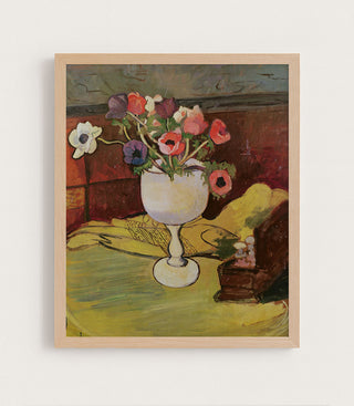 Anemones in a White Glass