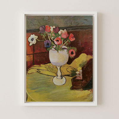 Anemones in a White Glass