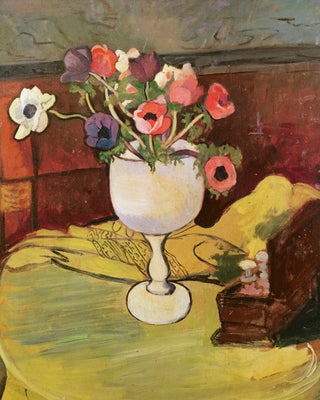 ANEMONES IN A WHITE GLASS