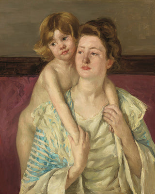 ANTOINETTE HOLDING HER CHILD BY BOTH HANDS - Museum Quality Art