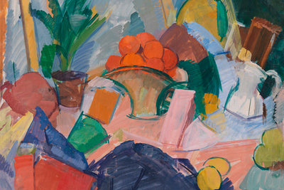 ARRANGEMENT WITH A FLOWER BASKET OF ORANGES - Museum Quality Art