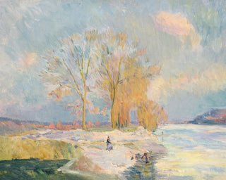 BANKS OF THE SEINE AND VERNON IN WINTER - Museum Quality Art