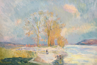 BANKS OF THE SEINE AND VERNON IN WINTER - Museum Quality Art