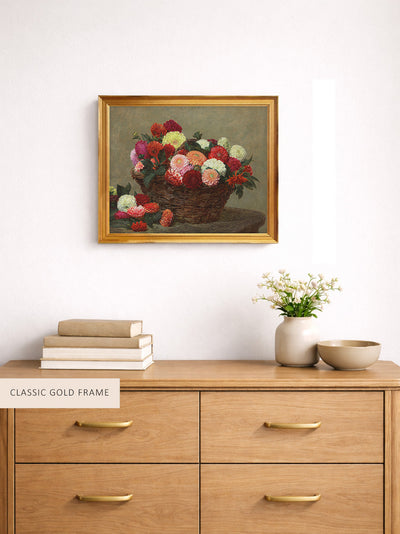 BASKET OF DAHLIAS - Museum Quality Art