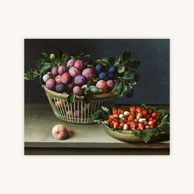 BASKET OF PLUMS AND STRAWBERRIES — Primary Image