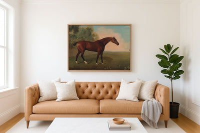 BAY HORSE IN A FIELD - Museum Quality Art