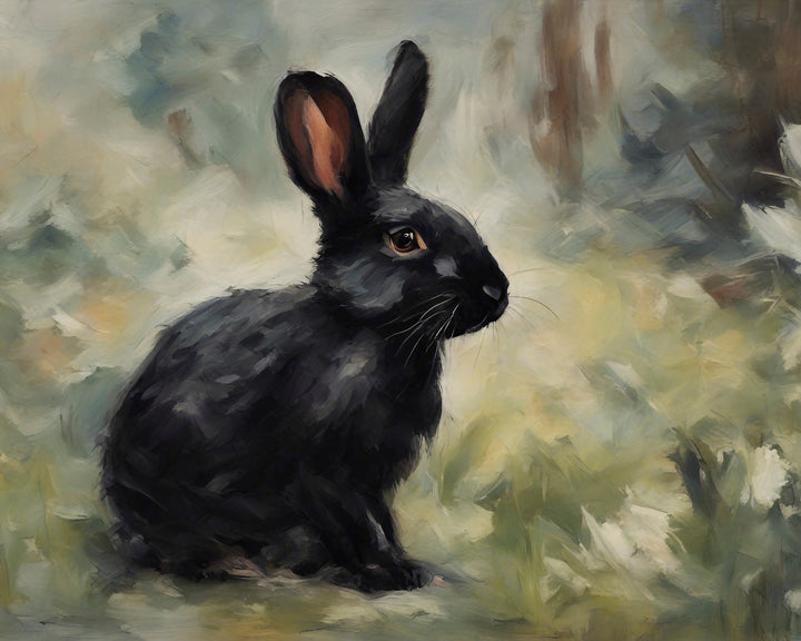 Black Rabbit - Woodland Animals Wall Art - Museum Quality Art