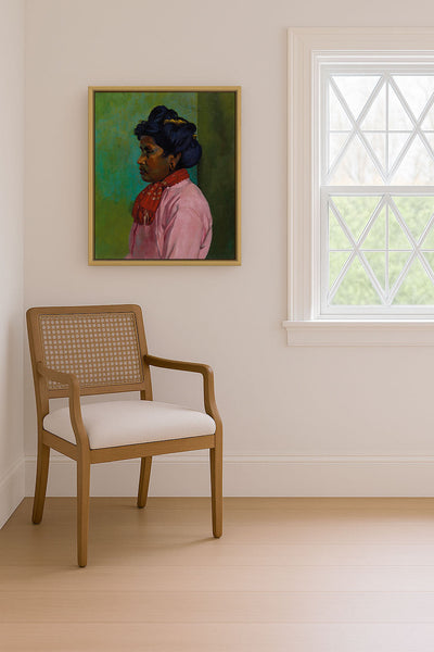 BLACK WOMAN WITH PINK BLOUSE - Museum Quality Art