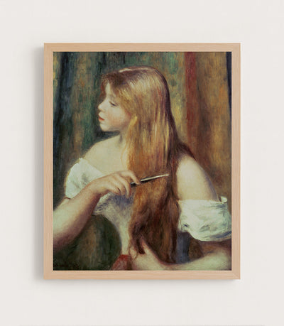 BLONDE GIRL COMBING HER HAIR - Museum Quality Art