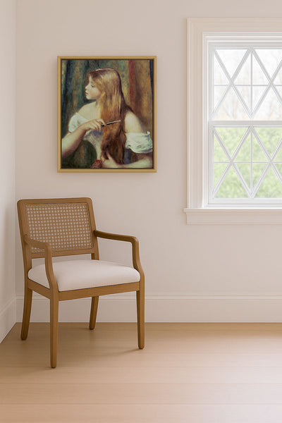 BLONDE GIRL COMBING HER HAIR - Museum Quality Art